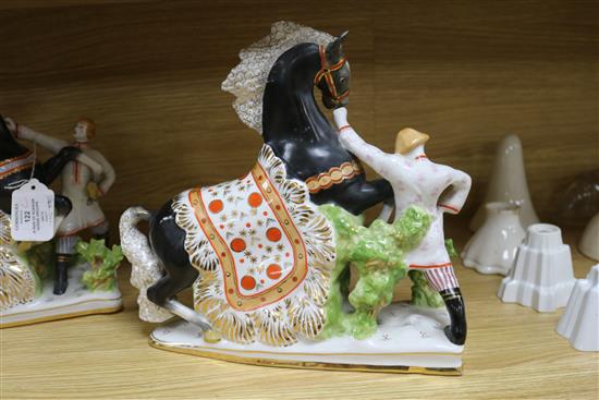 A pair of Russian Lomonosov State Porcelain Factory (LFZ) horse groups